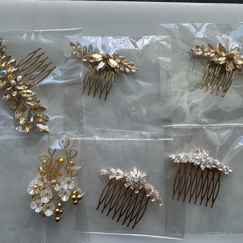 [NEW] Bridal Wedding Rhinestones Hair Comb Gold Silver Bundle Lot